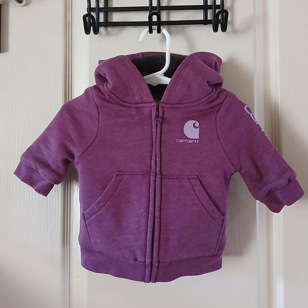 Carhartt Purple Sherpa Lined Full Zip Hooded Jacket Hoodie Baby 3 months